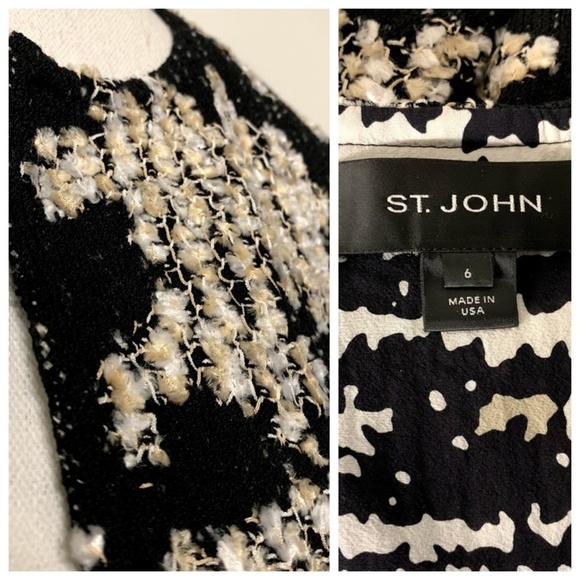 St John Floral Blossom Textured Knit Open Jacket - Picture 8 of 8